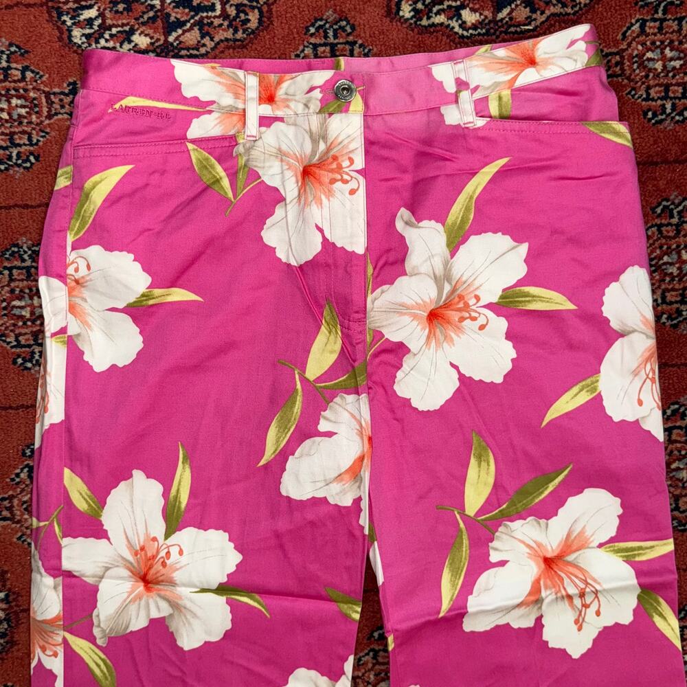 Ralph Lauren 10 Bright Pink Floral Print‎ SUMMER Pants - Picture 3 of 6